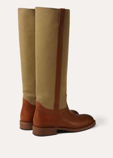 PABLO WALK HIGH BOOT SILKY LEATHER & CANVAS