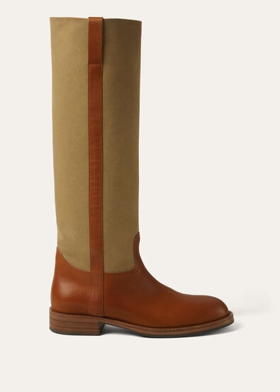 PABLO WALK HIGH BOOT SILKY LEATHER & CANVAS