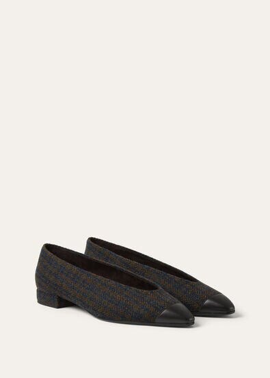 REBECCA CAP TOE BALLERINA ELGIN CHECK & LUX. CALF