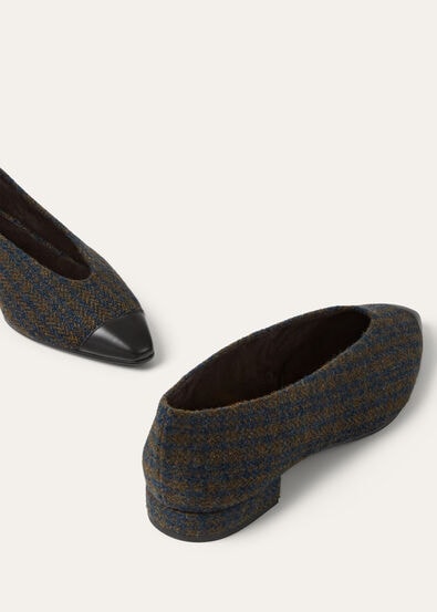 REBECCA CAP TOE BALLERINA ELGIN CHECK & LUX. CALF
