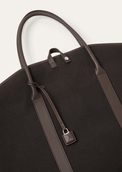 GUARDAROBA GARMENT BAG LINEN/ROUNDED LEATHER