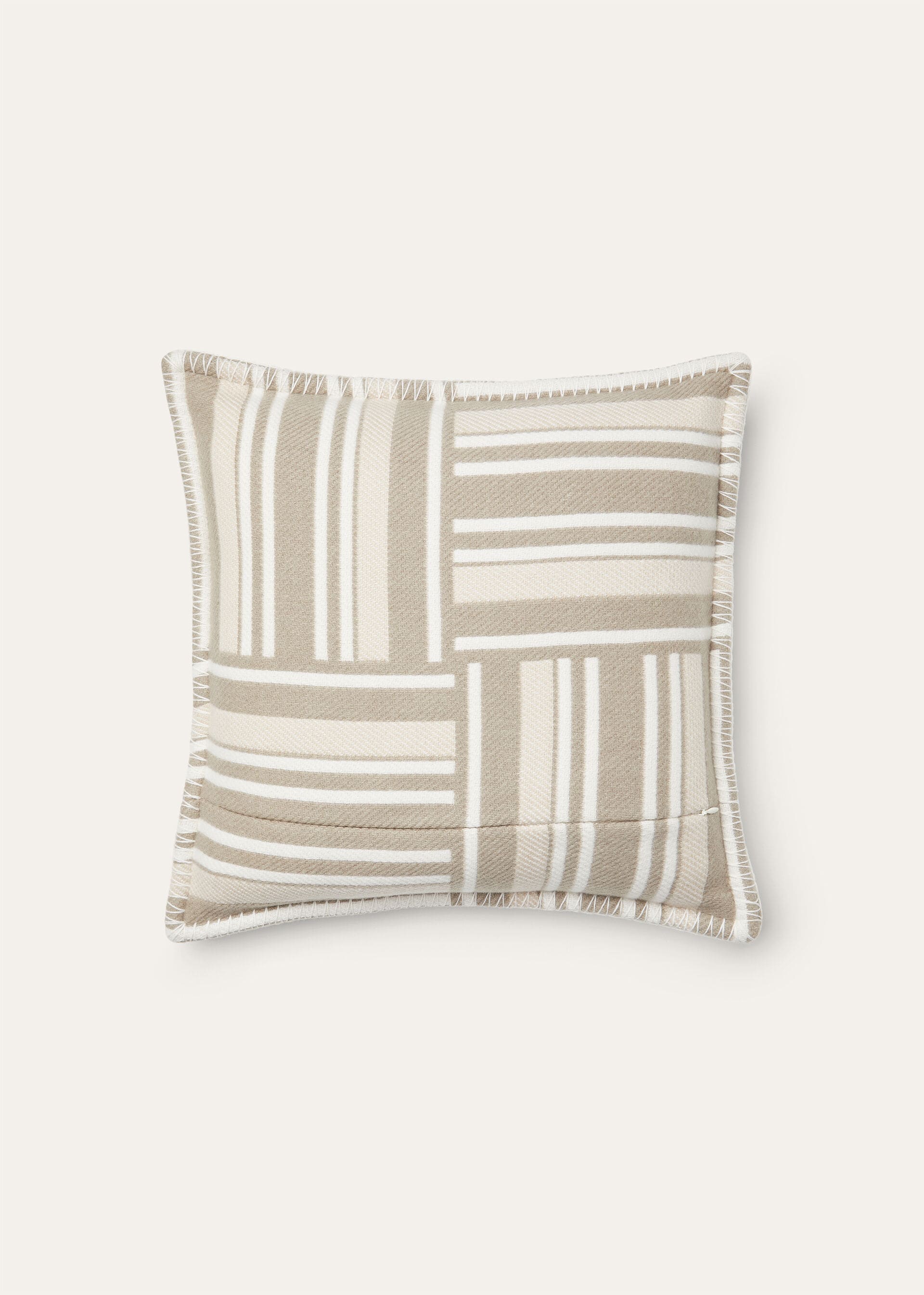 SQUARE CUSHION WOVEN STRIPE INTARSIA WOOL CASH