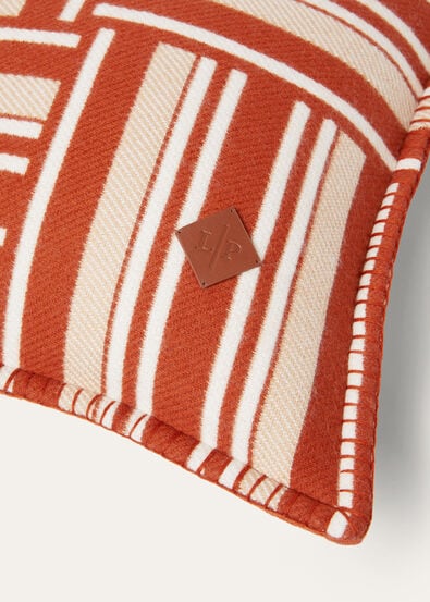 SQUARE CUSHION WOVEN STRIPE INTARSIA WOOL CASH