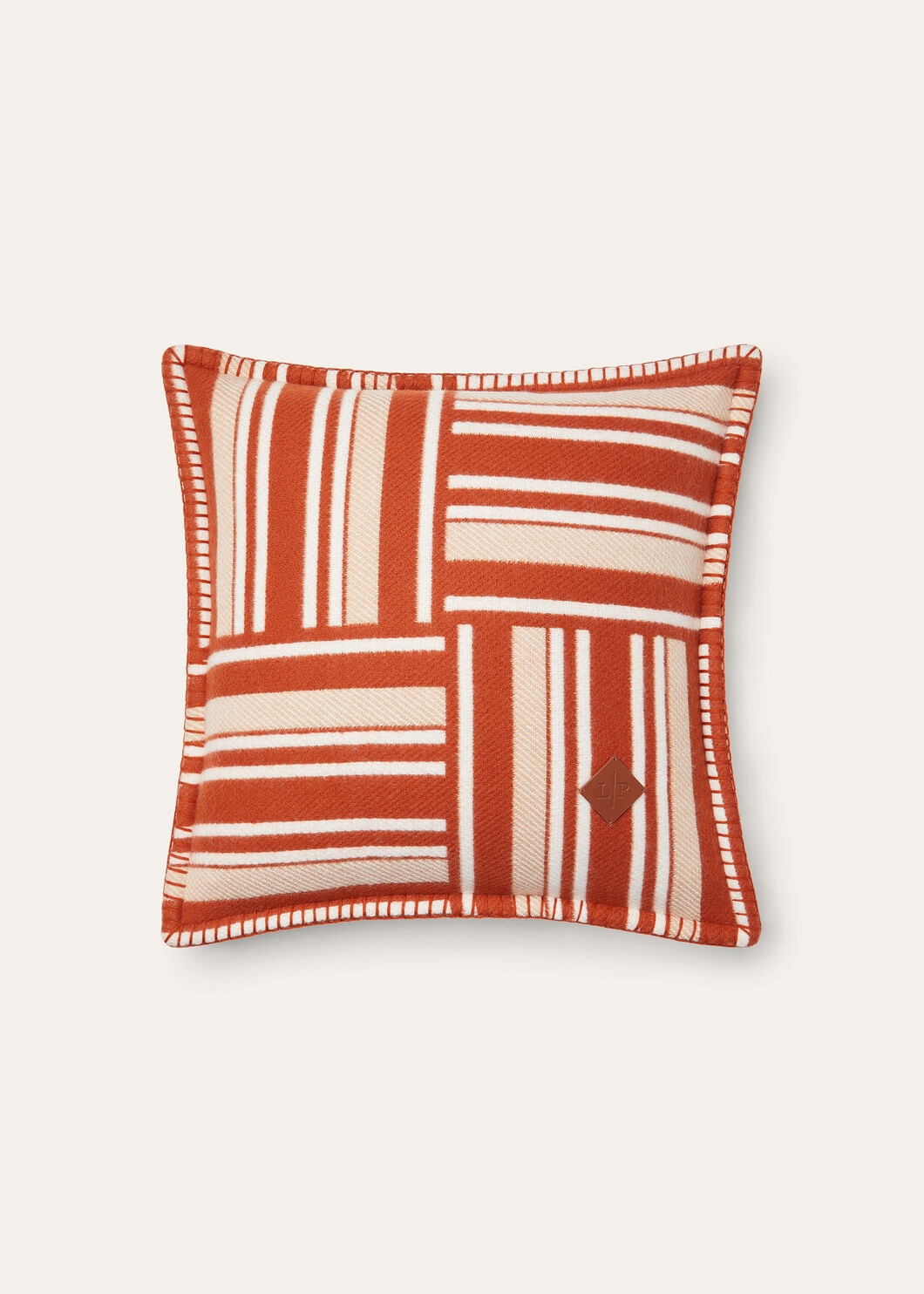 SQUARE CUSHION WOVEN STRIPE INTARSIA WOOL CASH