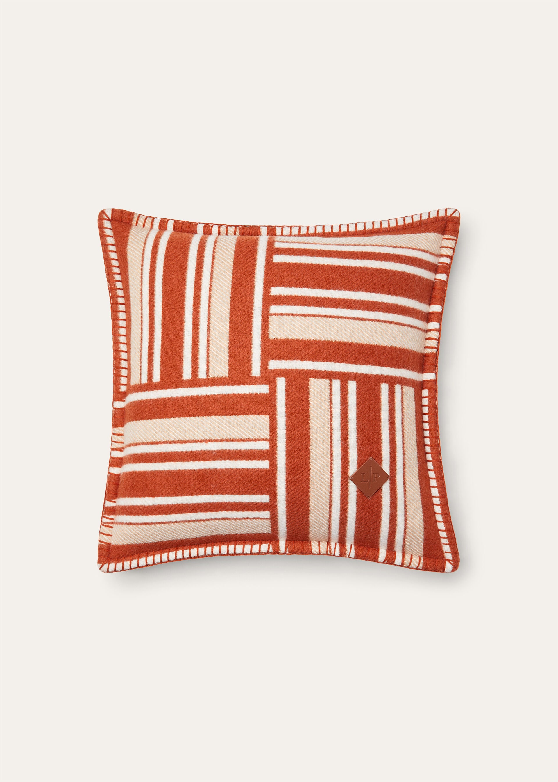 SQUARE CUSHION WOVEN STRIPE INTARSIA WOOL CASH