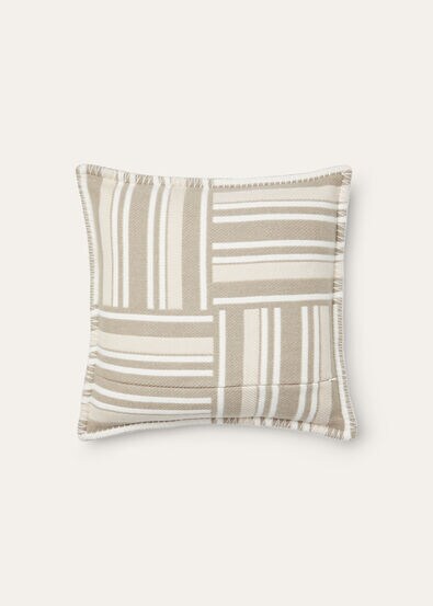 SQUARE CUSHION WOVEN STRIPE INTARSIA WOOL CASH