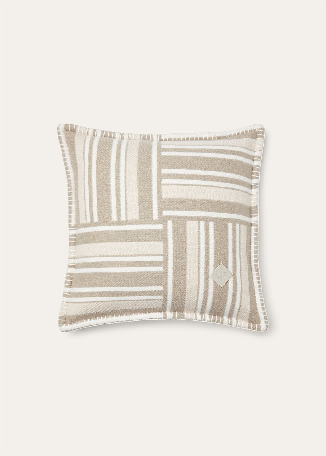 SQUARE CUSHION WOVEN STRIPE INTARSIA WOOL CASH
