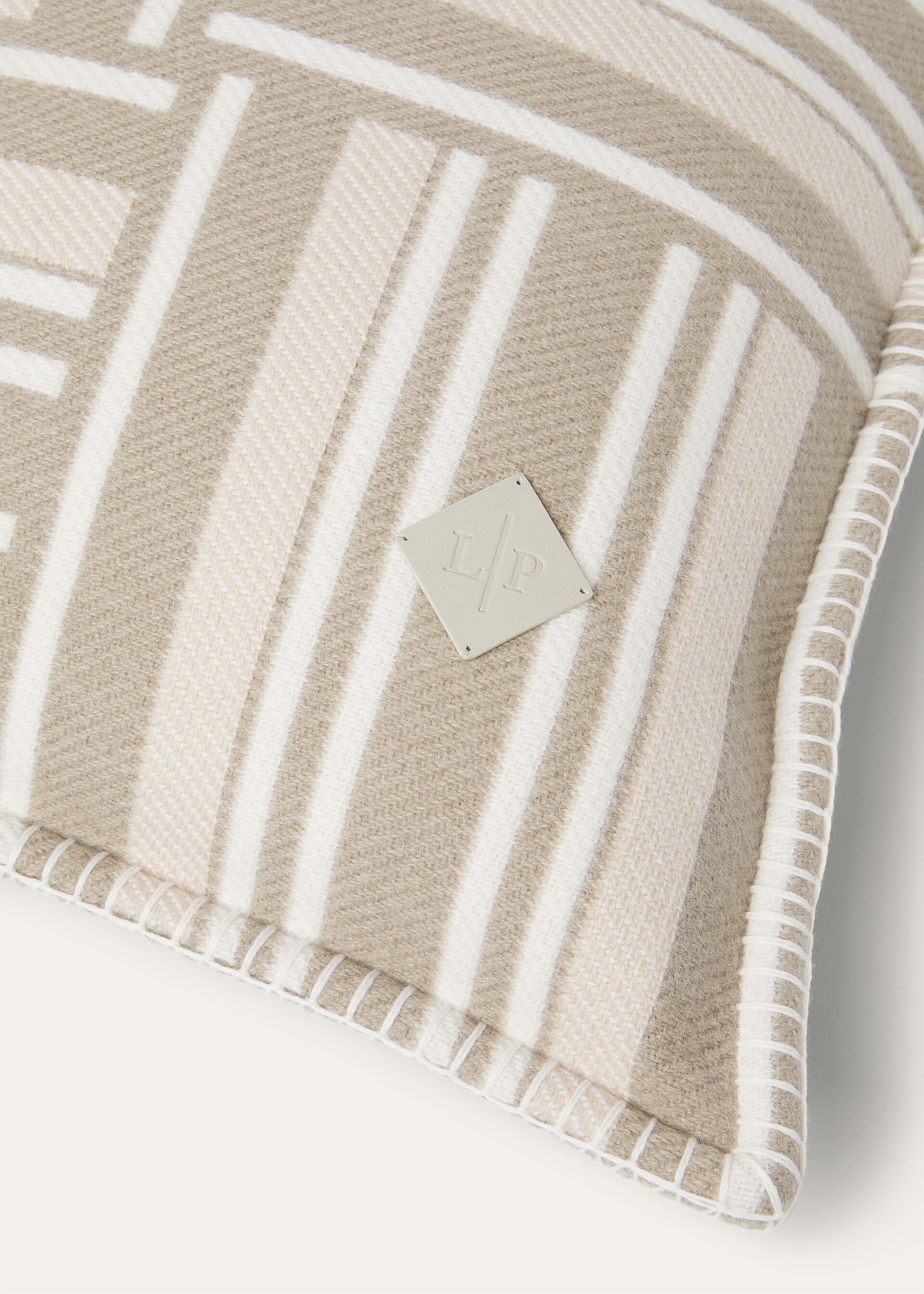SQUARE CUSHION WOVEN STRIPE INTARSIA WOOL CASH