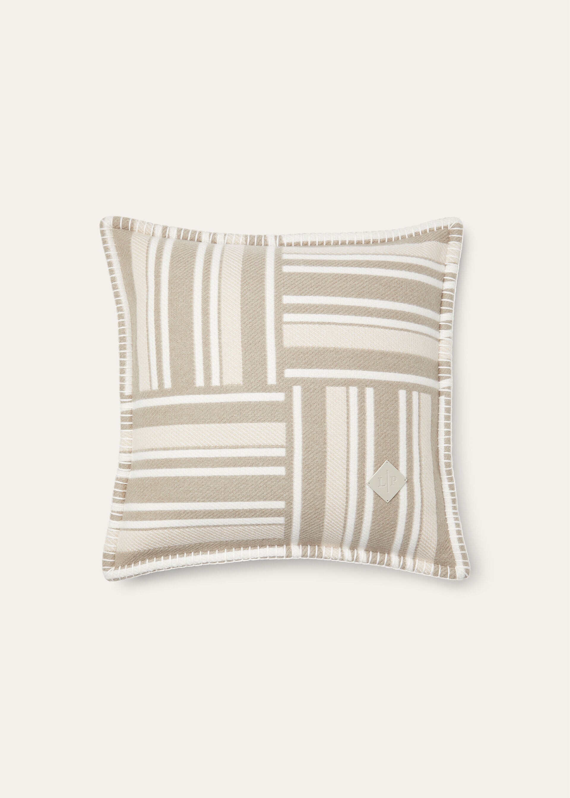 SQUARE CUSHION WOVEN STRIPE INTARSIA WOOL CASH