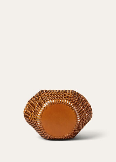 LOTUS FLOWER BASKET RUSTIC WOVEN LTHR