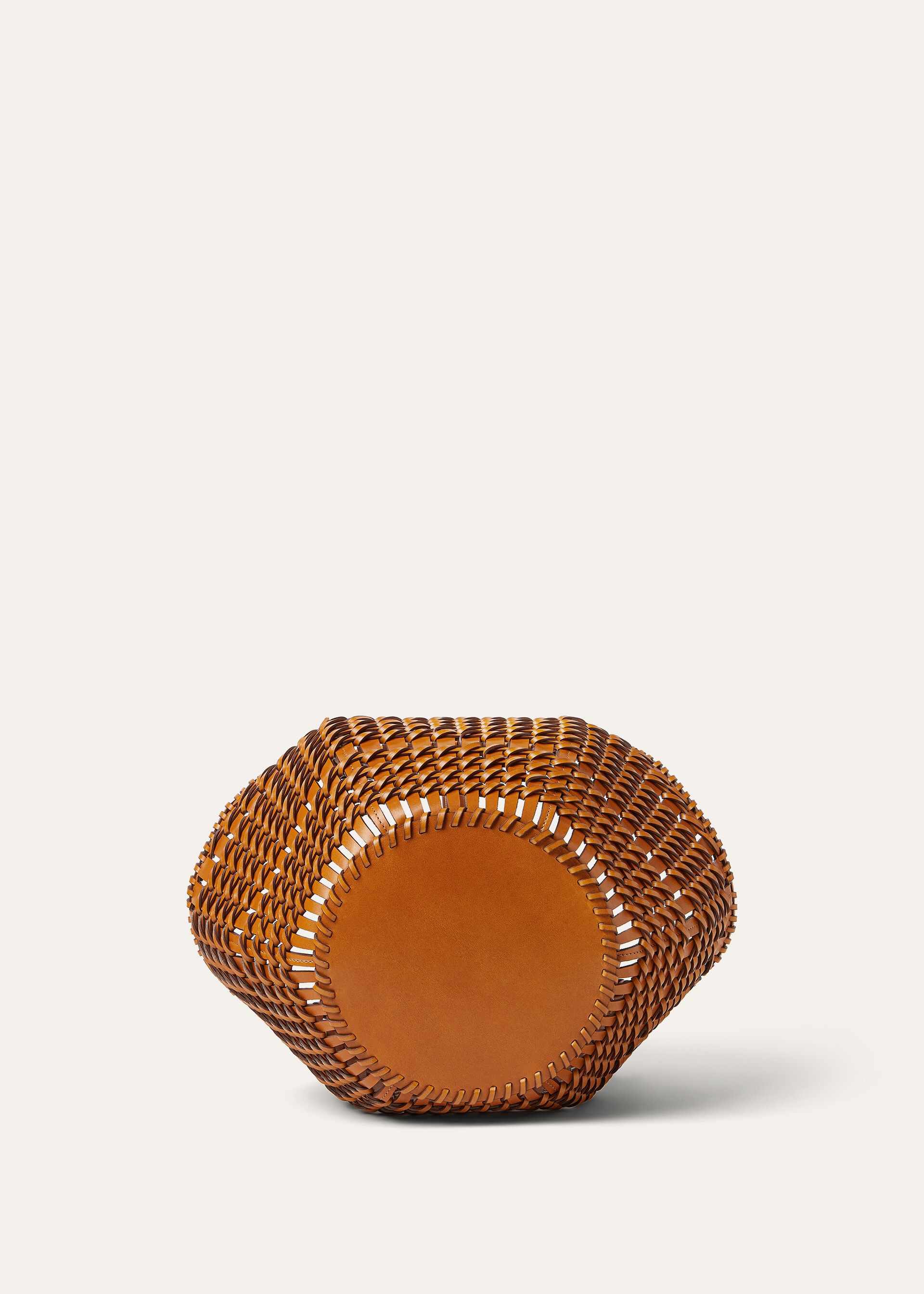 LOTUS FLOWER BASKET RUSTIC WOVEN LTHR