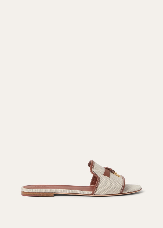 SUMMER CHARMS FLAT MULE NATURAL CANVAS & CALF_FAQ6328_B4AU_1