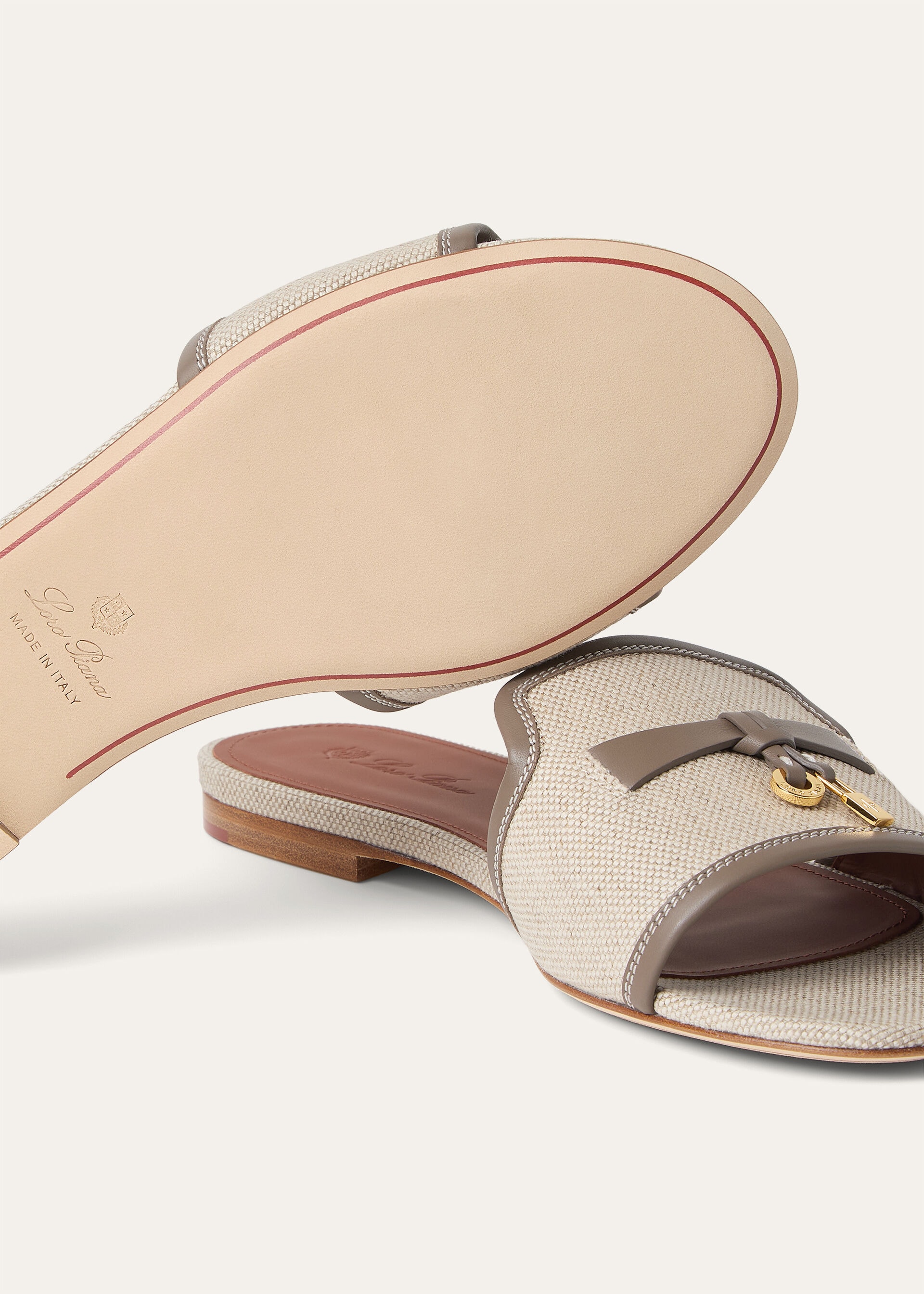 SUMMER CHARMS FLAT MULE NATURAL CANVAS & CALF