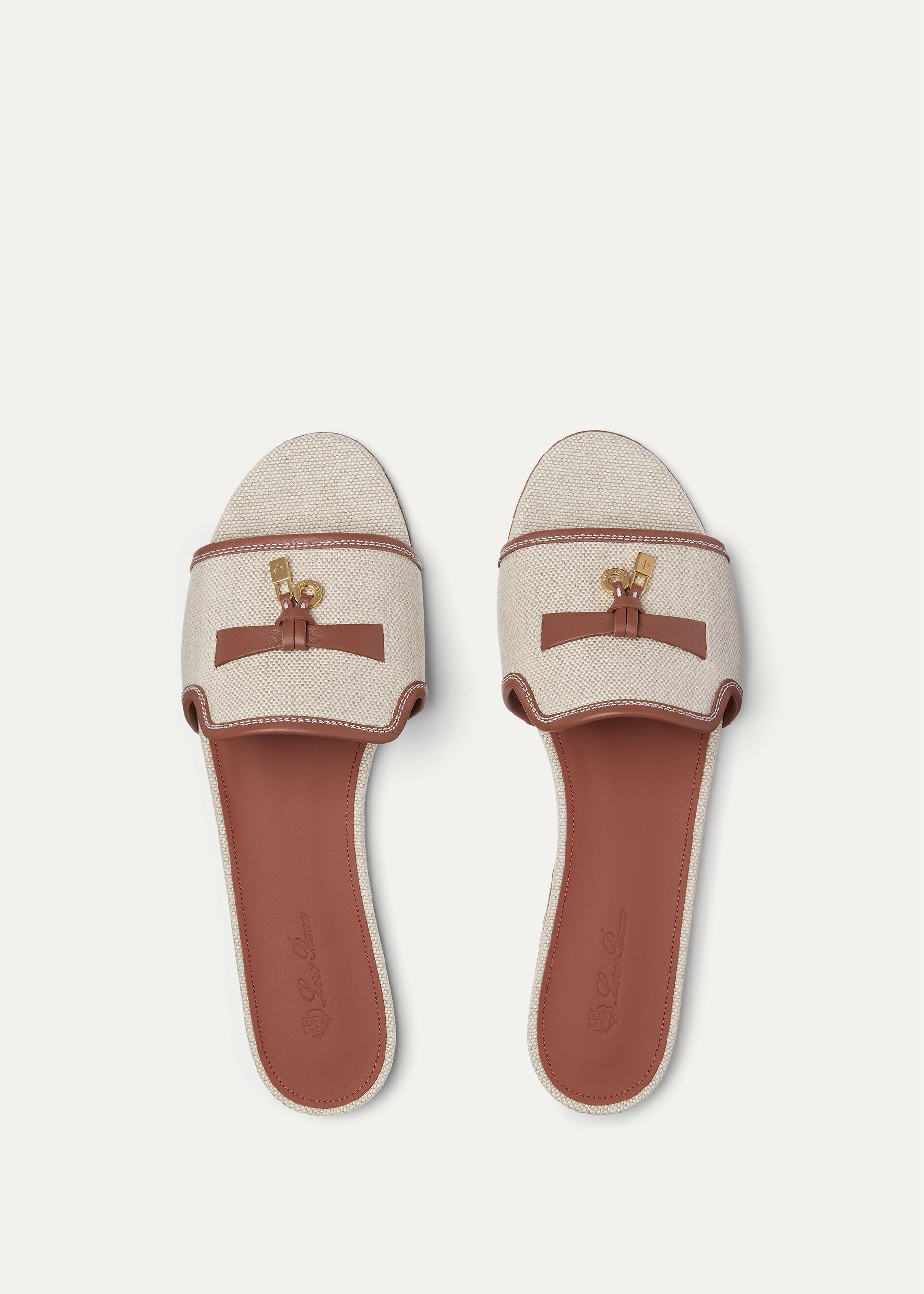 SUMMER CHARMS FLAT MULE NATURAL CANVAS & CALF