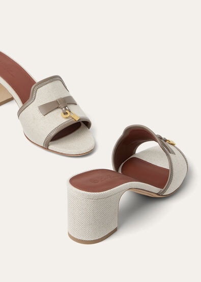 SUMMER CHARMS HEELED MULE H55 NAT. CANVAS & CALF