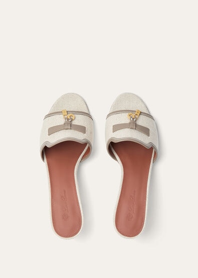 SUMMER CHARMS HEELED MULE H55 NAT. CANVAS & CALF