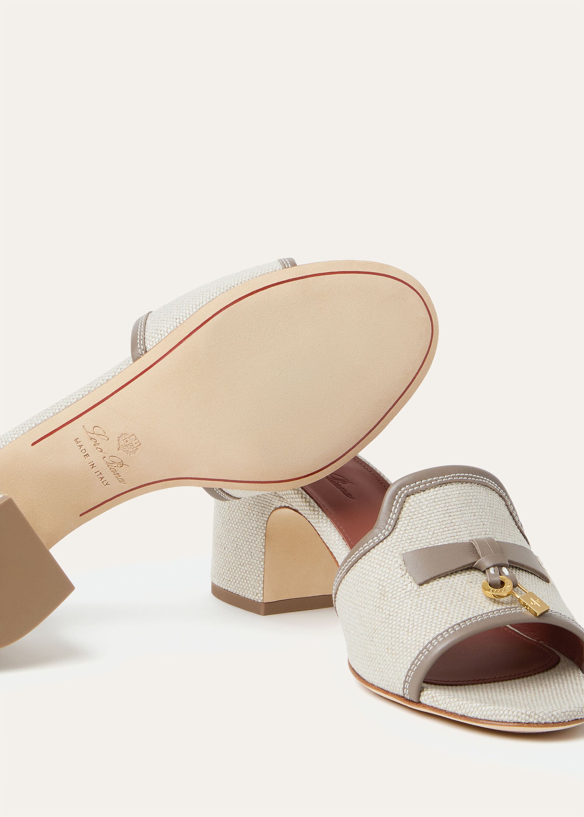 SUMMER CHARMS HEELED MULE H55 NAT. CANVAS & CALF