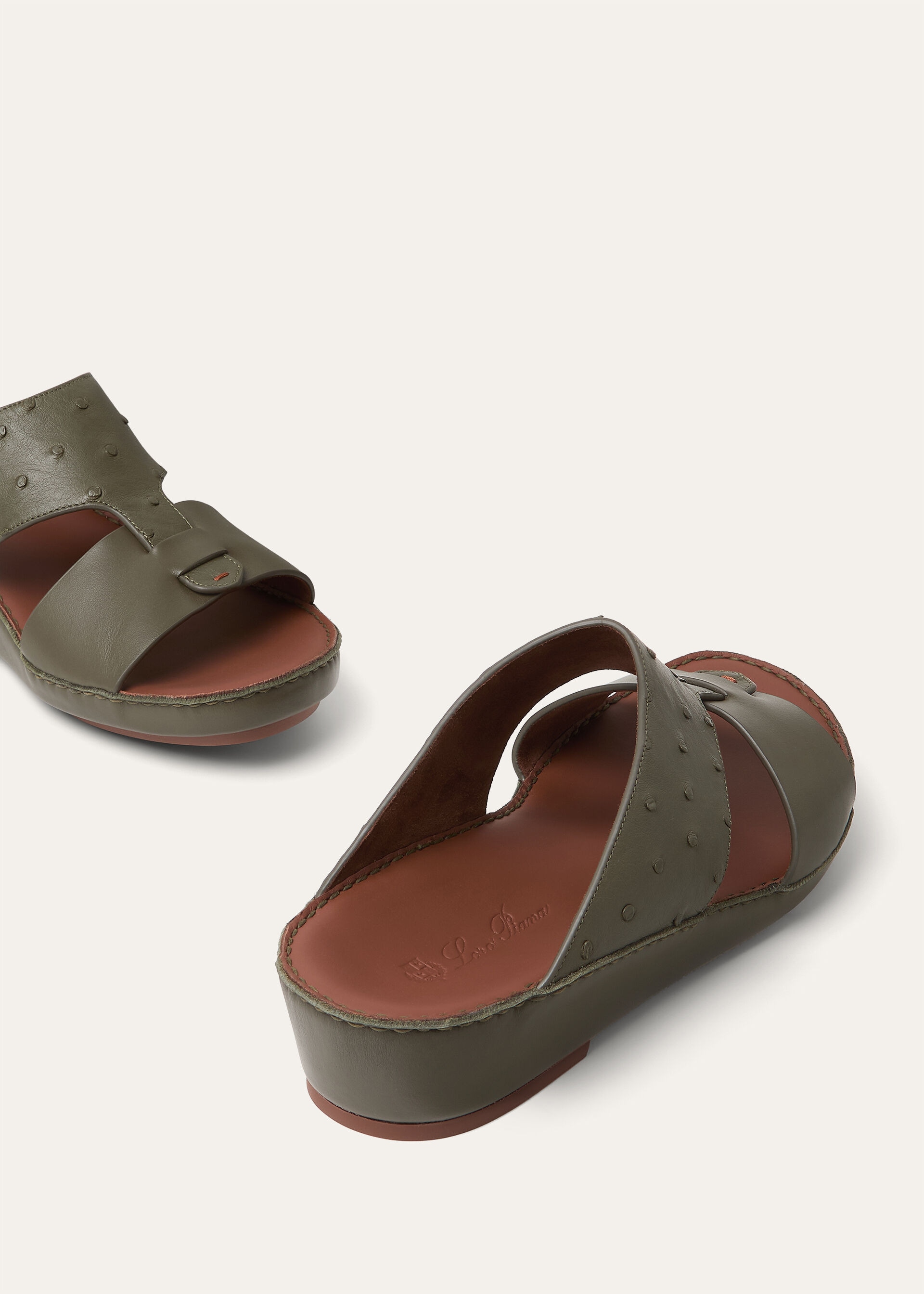 NEW BUCKLE WALK SANDAL OSTRICH CALF