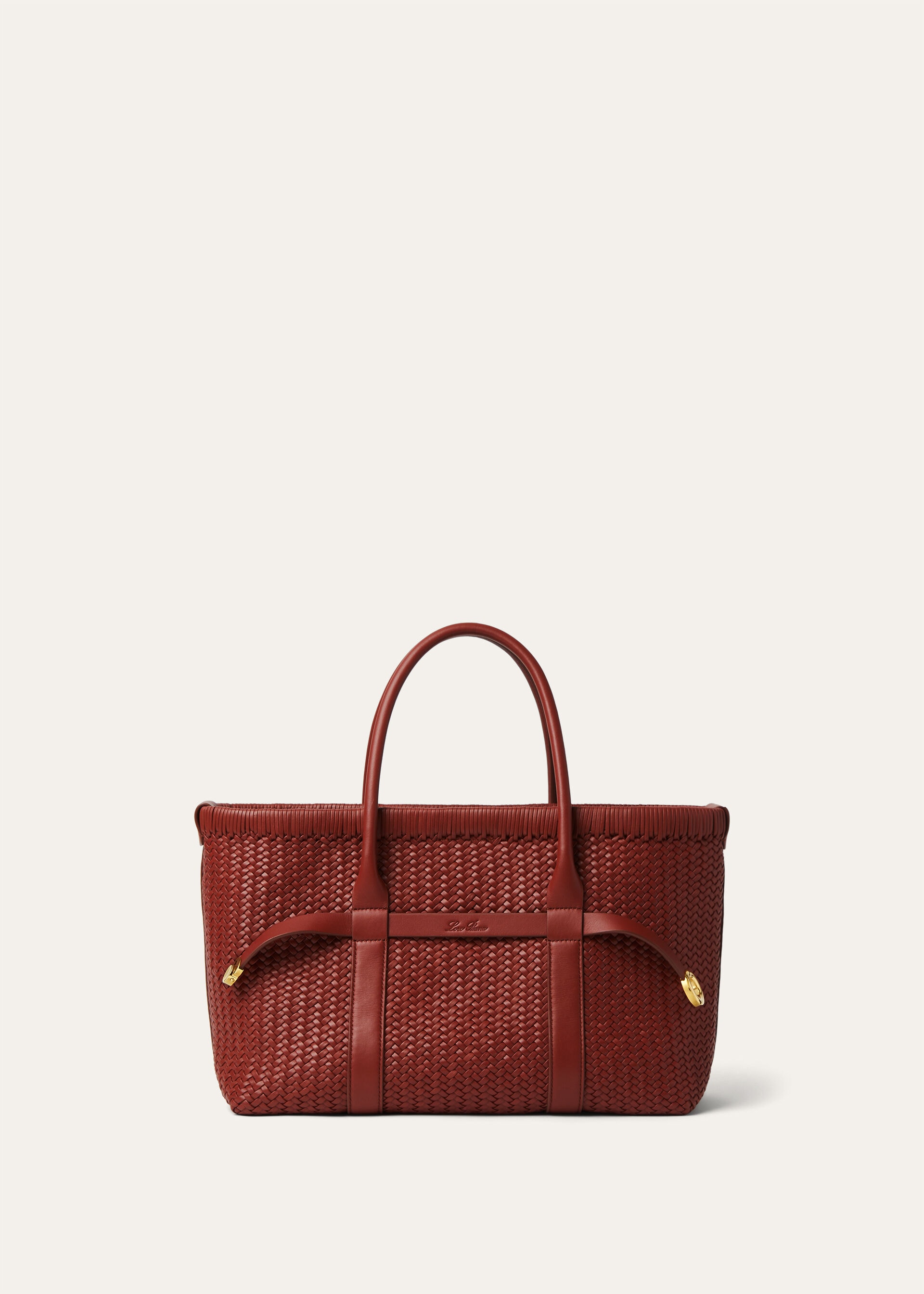 GHIERA SHOPPER SMALL WOVEN LEATHER/RDD LTH