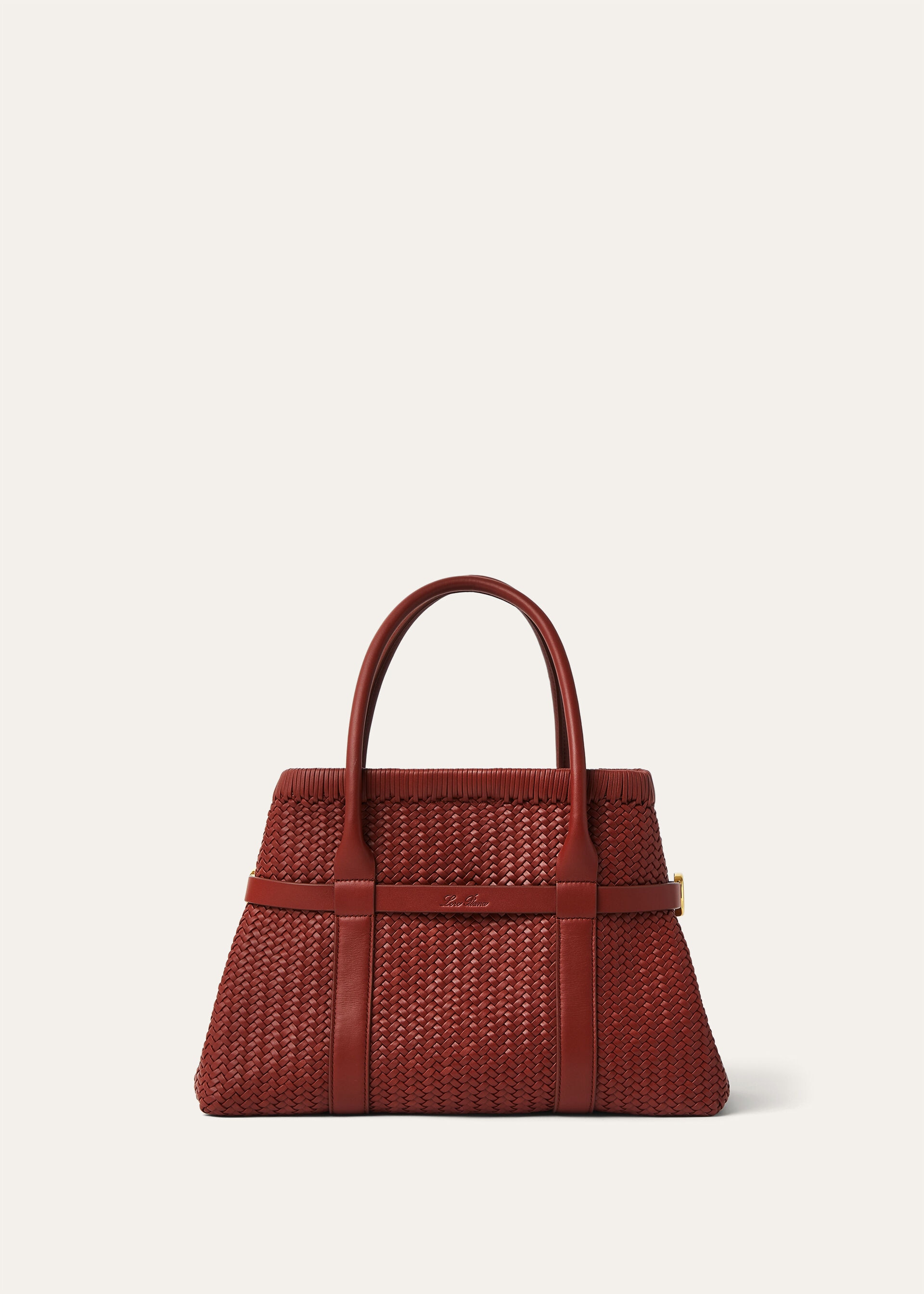 GHIERA SHOPPER SMALL WOVEN LEATHER/RDD LTH