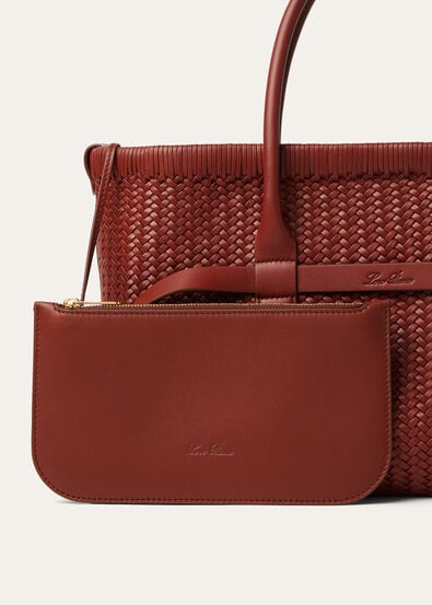 GHIERA SHOPPER SMALL WOVEN LEATHER/RDD LTH