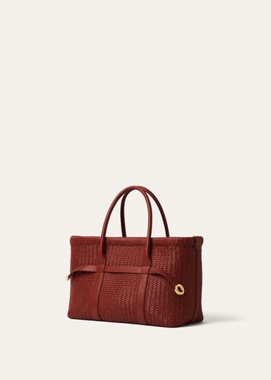 GHIERA SHOPPER SMALL WOVEN LEATHER/RDD LTH