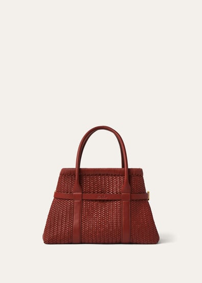 GHIERA SHOPPER SMALL WOVEN LEATHER/RDD LTH