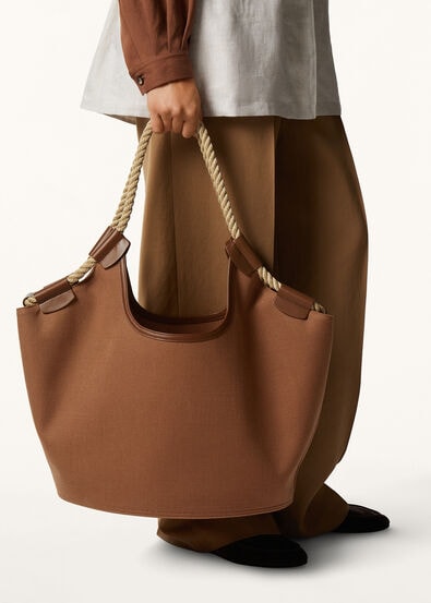 GIOIA SHOPPER CANVAS/ROUNDED LEATHER