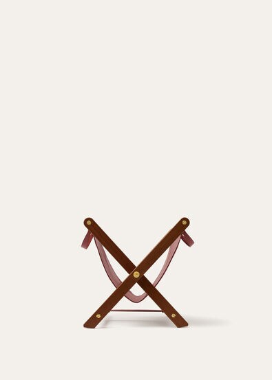 MAGAZINE HOLDER MAHOGANY ROUNDED CALF