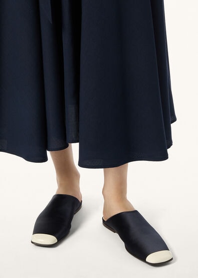 ALBA CAP TOE FLAT MULE SATIN