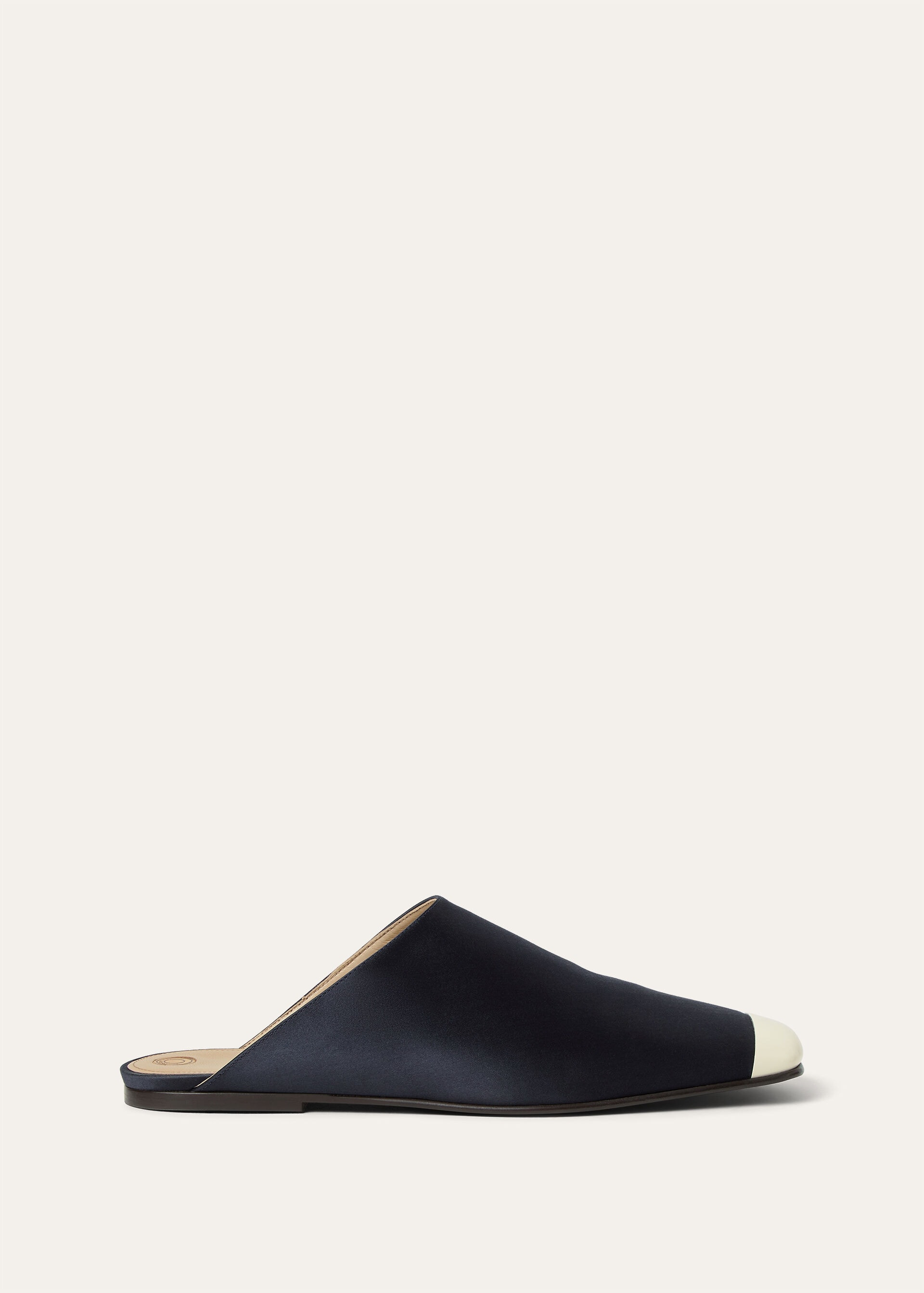 ALBA CAP TOE FLAT MULE SATIN