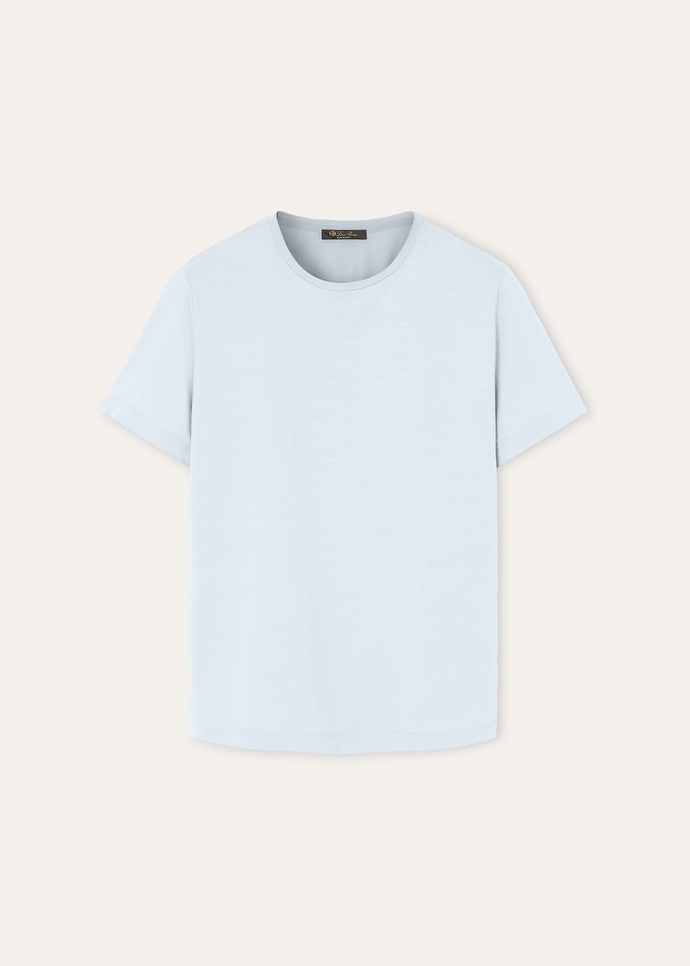 レボ・Tシャツ シルク / コットン デュードロップブルー | ロロ