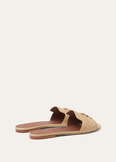 SUMMER CHARMS FLAT MULE OSTRICH