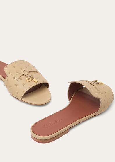 SUMMER CHARMS FLAT MULE OSTRICH