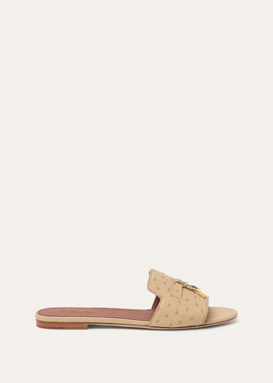 SUMMER CHARMS FLAT MULE OSTRICH