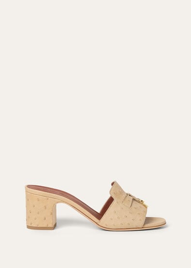 SUMMER CHARMS HEELED MULE T55 OSTRICH