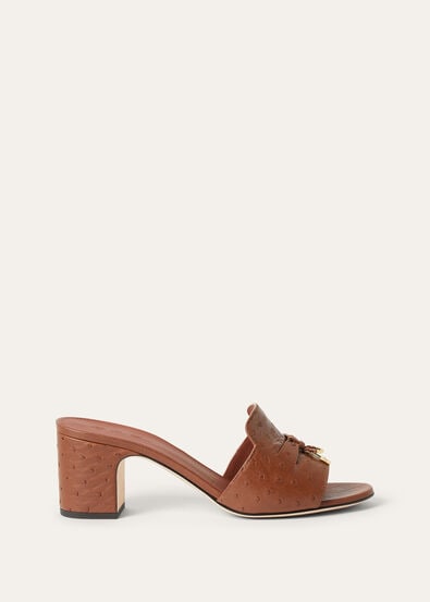 SUMMER CHARMS HEELED MULE T55 OSTRICH