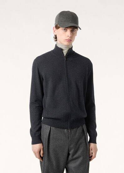 CLASSIC BABY CASHMERE BOMBER SWEATER ZIP GG 12