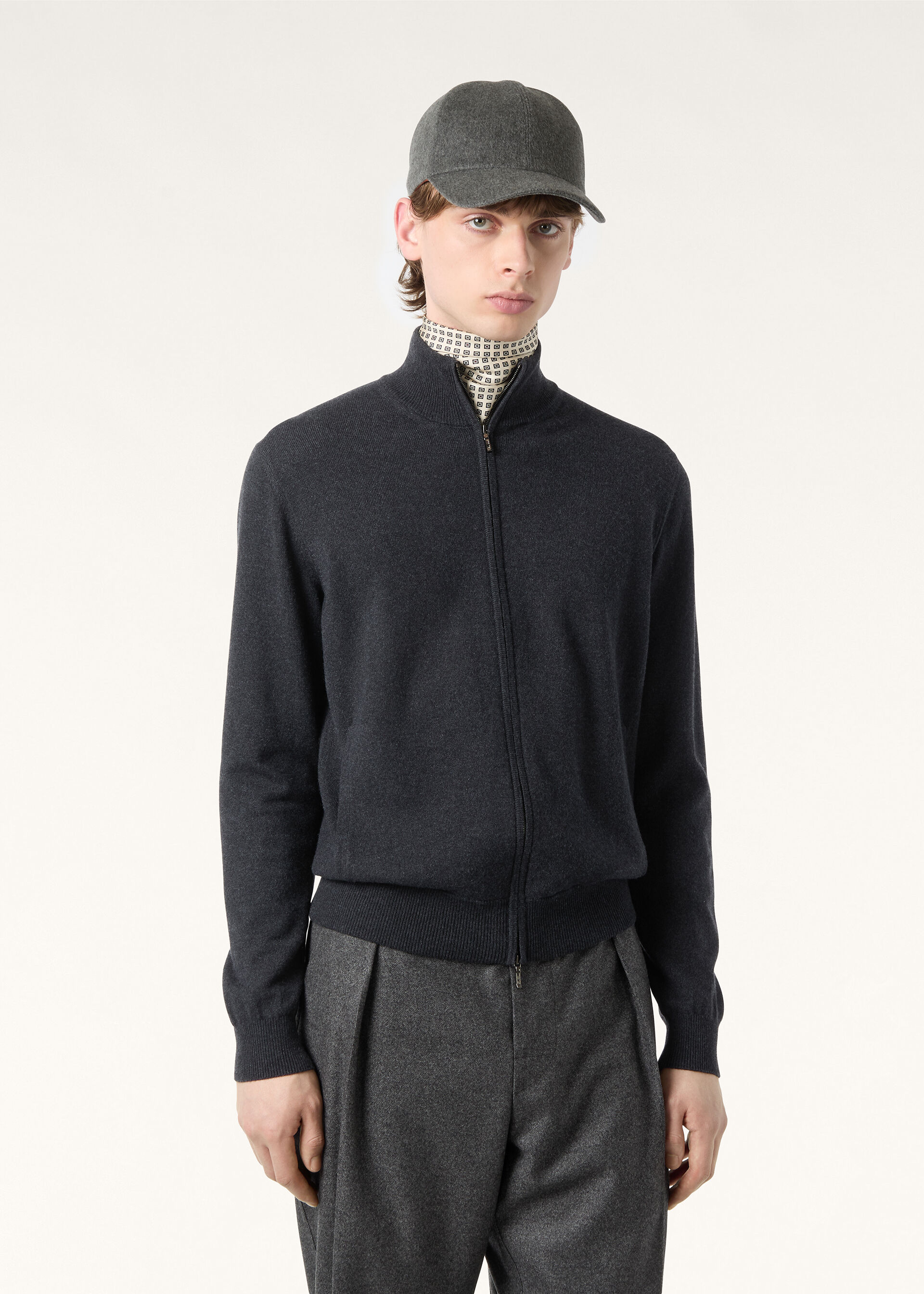 CLASSIC BABY CASHMERE BOMBER SWEATER ZIP GG 12