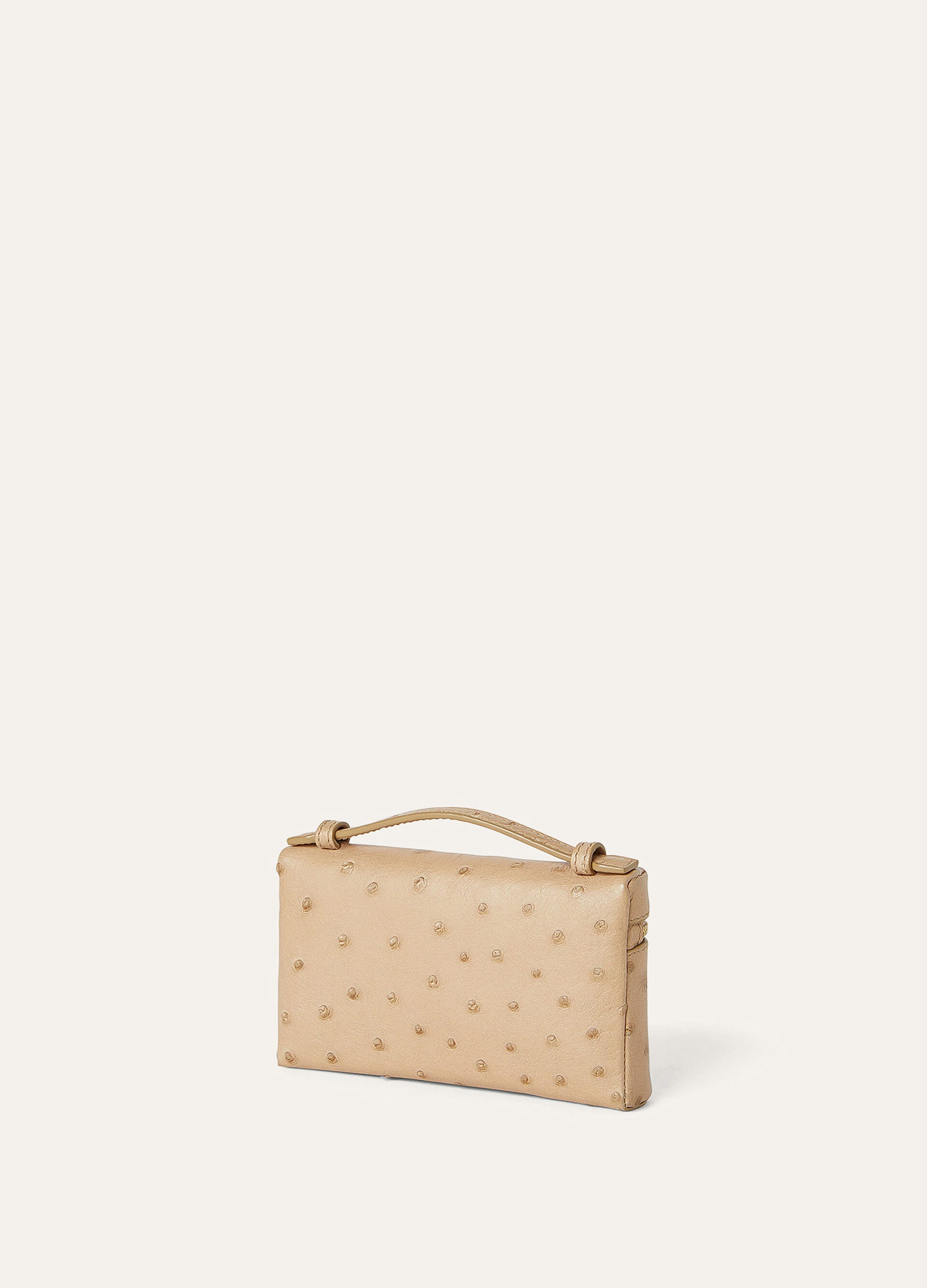 EXTRA POCKET MINI POUCH OSTRICH SADDLE FINISH