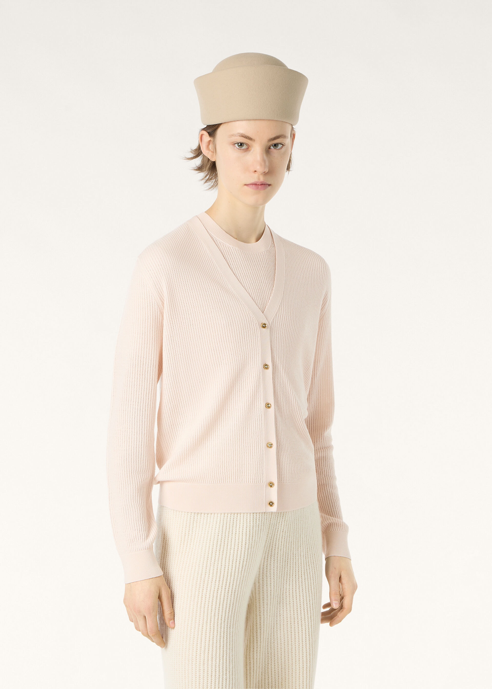 RIBBED ROYAL LIGHTNESS CARDIGAN SW.WOOL SILK GG18