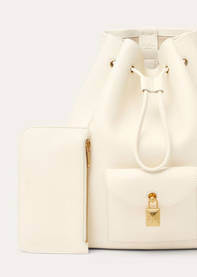 Extra Drawstring backpack L27 Calfskin Whisper White/Sun
