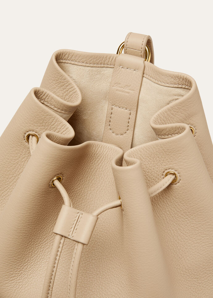 【関税&送料込】Loro Piana Extra Drawstring L27 Leather Back Extra Drawstring backpack L27 Calfskin Light Mastic/Sun Gold
