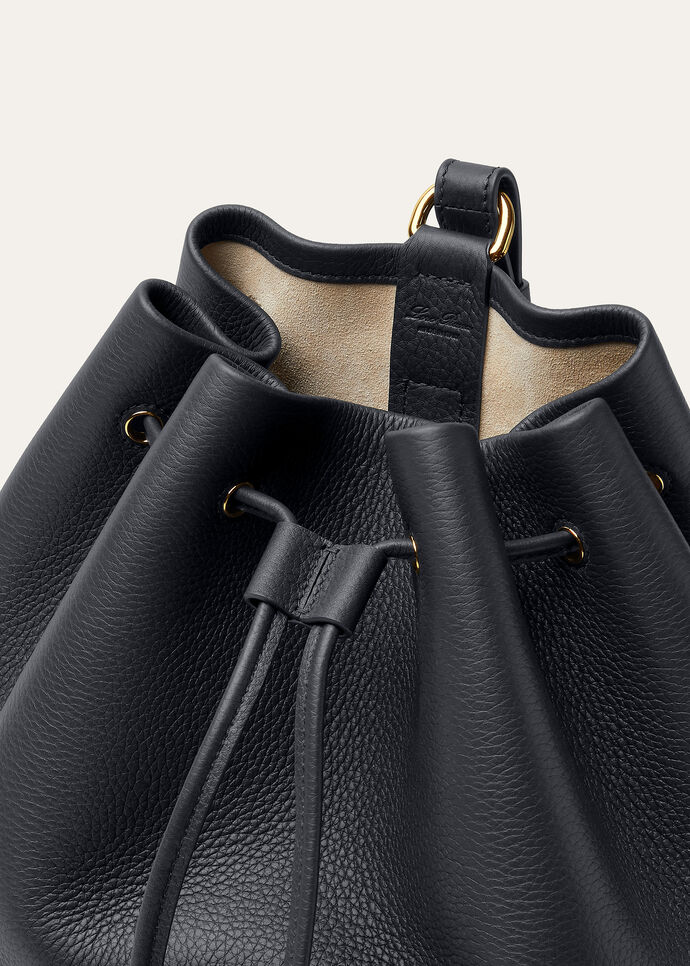 Extra Drawstring backpack L27 Calfskin Blue Navy/Sun Gold