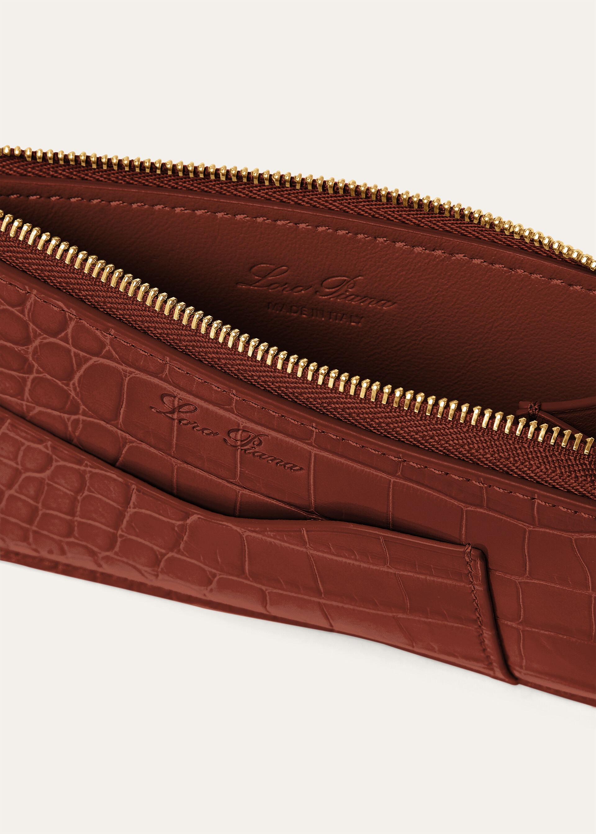 EXTRA ZIPPOUCH WTH CARDHOLDER GLAZED ALLIGATOR    