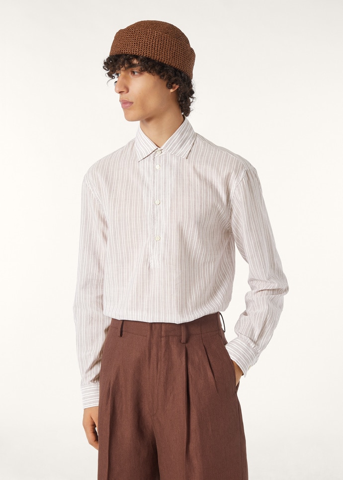 RAFFAELE POLO SHIRT COTTON LINEN VOILE STRIPE_FAP3621_F6ON_3