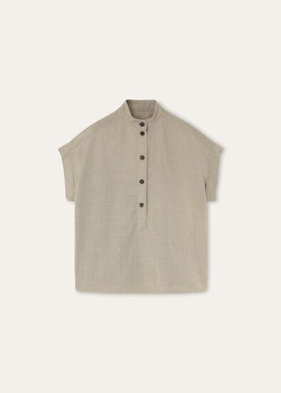 ELODY SS SHIRT SILK WOOL PLOMBANT