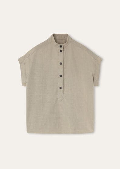 ELODY SS SHIRT SILK WOOL PLOMBANT