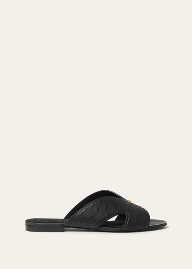 VERA FLAT MULE OSTRICH