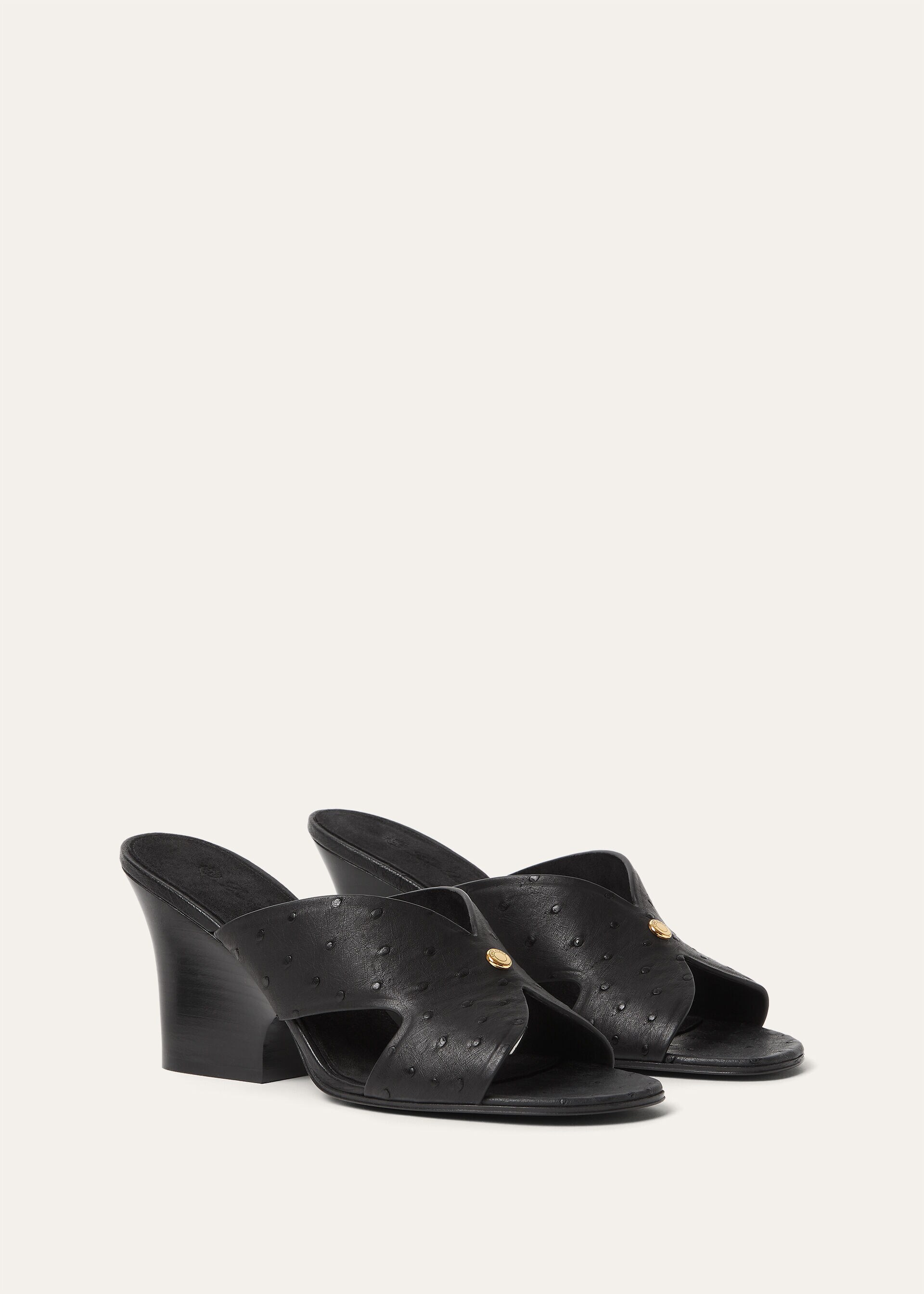VERA HEELED MULE H80 OSTRICH